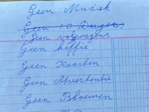 Briefje van de moeder van Harm